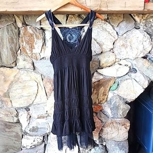 Free People Crochet Back Dress with Tulle Netting Women's Size Medium